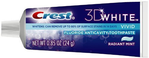 Crest 3D White Vivid Fluoride Anticavity Toothpaste Radiant Mint 0.85 oz Travel Size (Pack of 4)
