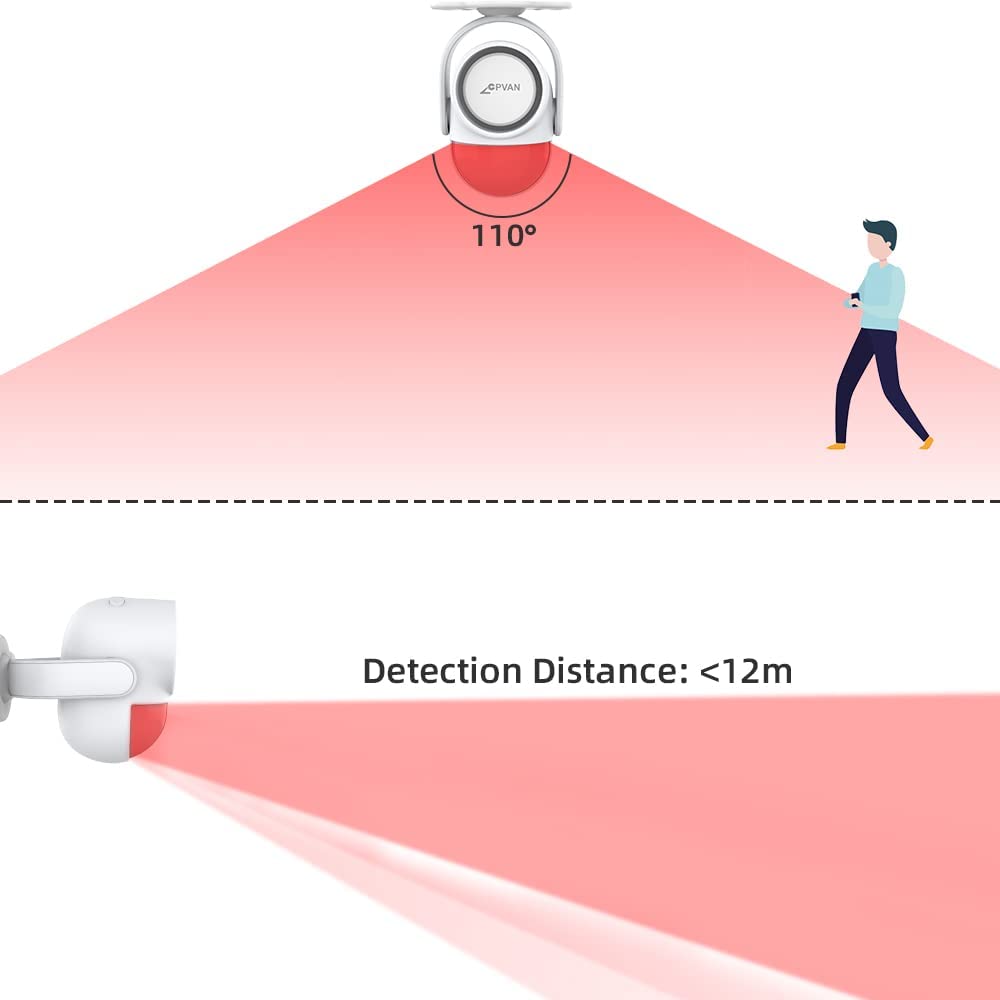 CPVAN Motion Sensor Alarm, Wireless Infrared Home Security System, PIR Motion Detector Alert (125dB, 328ft, Battery Operated) with Remote Control(Key Fob). Model: CP2