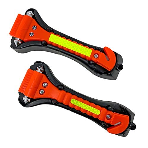 Segomo Tools 2 Packs of Emergency Escape Safety Hammer with Car Window Breaker & Seat Belt Cutter | Car Safety Tool | Seat Belt Cutter and Glass Breaker | Emergency Car Tool - ESHM02