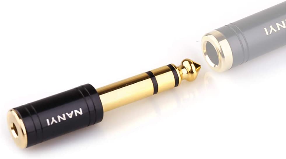 NANYI 1/4'' Male to 1/8'' Female Stereo Headphone Adapter Connect Cable, Upgrade 6.35mm Jack Stereo Socket Male to 3.5mm Jack Stereo Plug Female for Headphone, Amp Adapte, Black 1-Pack
