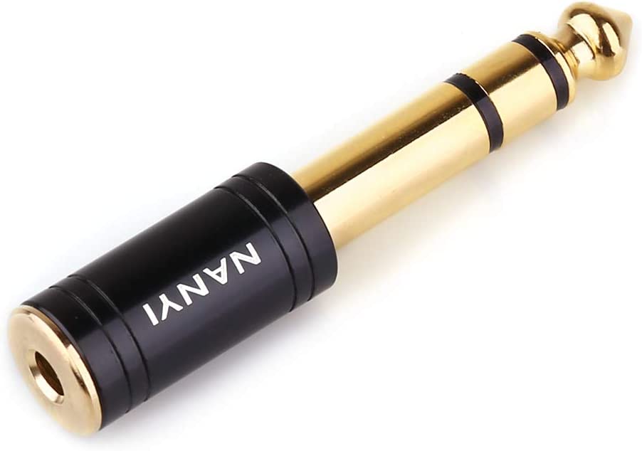 NANYI 1/4'' Male to 1/8'' Female Stereo Headphone Adapter Connect Cable, Upgrade 6.35mm Jack Stereo Socket Male to 3.5mm Jack Stereo Plug Female for Headphone, Amp Adapte, Black 1-Pack