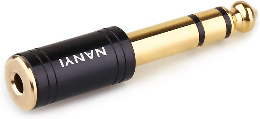 NANYI 1/4'' Male to 1/8'' Female Stereo Headphone Adapter Connect Cable, Upgrade 6.35mm Jack Stereo Socket Male to 3.5mm Jack Stereo Plug Female for Headphone, Amp Adapte, Black 1-Pack