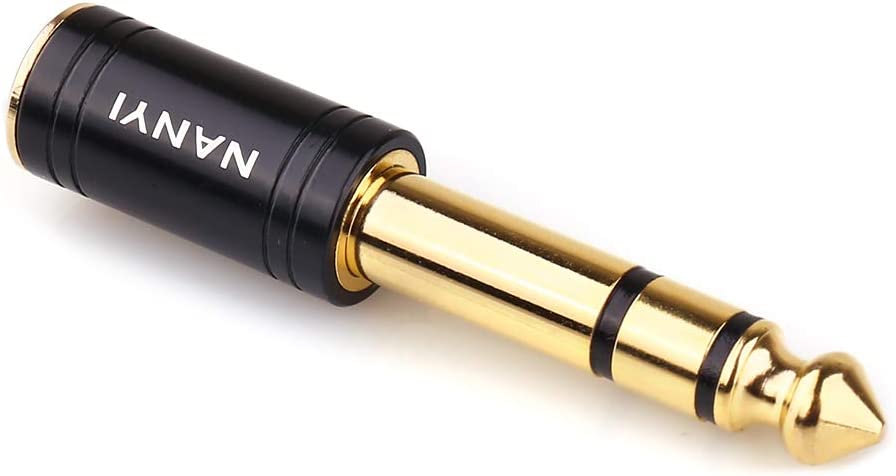 NANYI 1/4'' Male to 1/8'' Female Stereo Headphone Adapter Connect Cable, Upgrade 6.35mm Jack Stereo Socket Male to 3.5mm Jack Stereo Plug Female for Headphone, Amp Adapte, Black 1-Pack