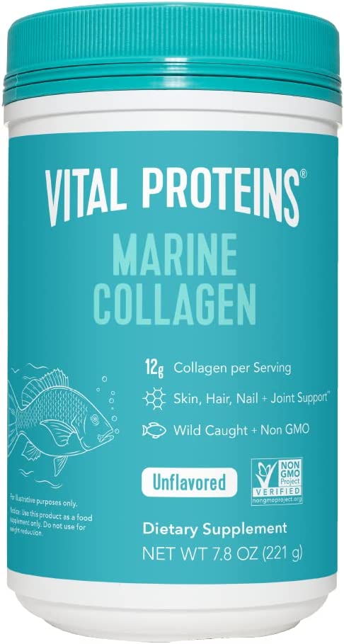 Vital Proteins Marine Collagen Peptides Powder Supplement for Skin Hair Nail Joint - Hydrolyzed Collagen - 12g per Serving - 7.8 oz Canister