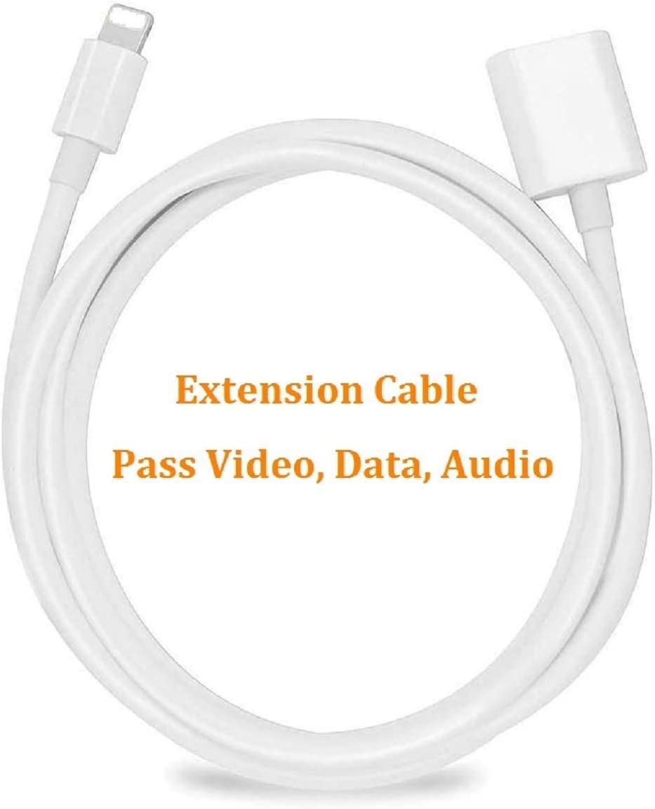 DESOFICON iPhone Charger Extension Cable Compatible with iPhone/iPad, Extender Dock Cable for Male to Female Cable Extension Adapter Pass Video, Data, Audio(6.6FT/2M White)