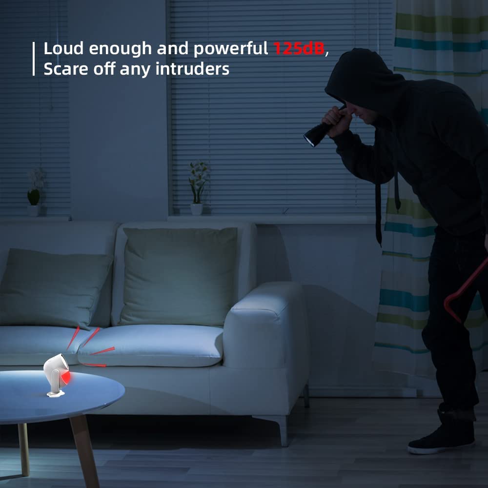 CPVAN Motion Sensor Alarm, Wireless Infrared Home Security System, PIR Motion Detector Alert (125dB, 328ft, Battery Operated) with Remote Control(Key Fob). Model: CP2