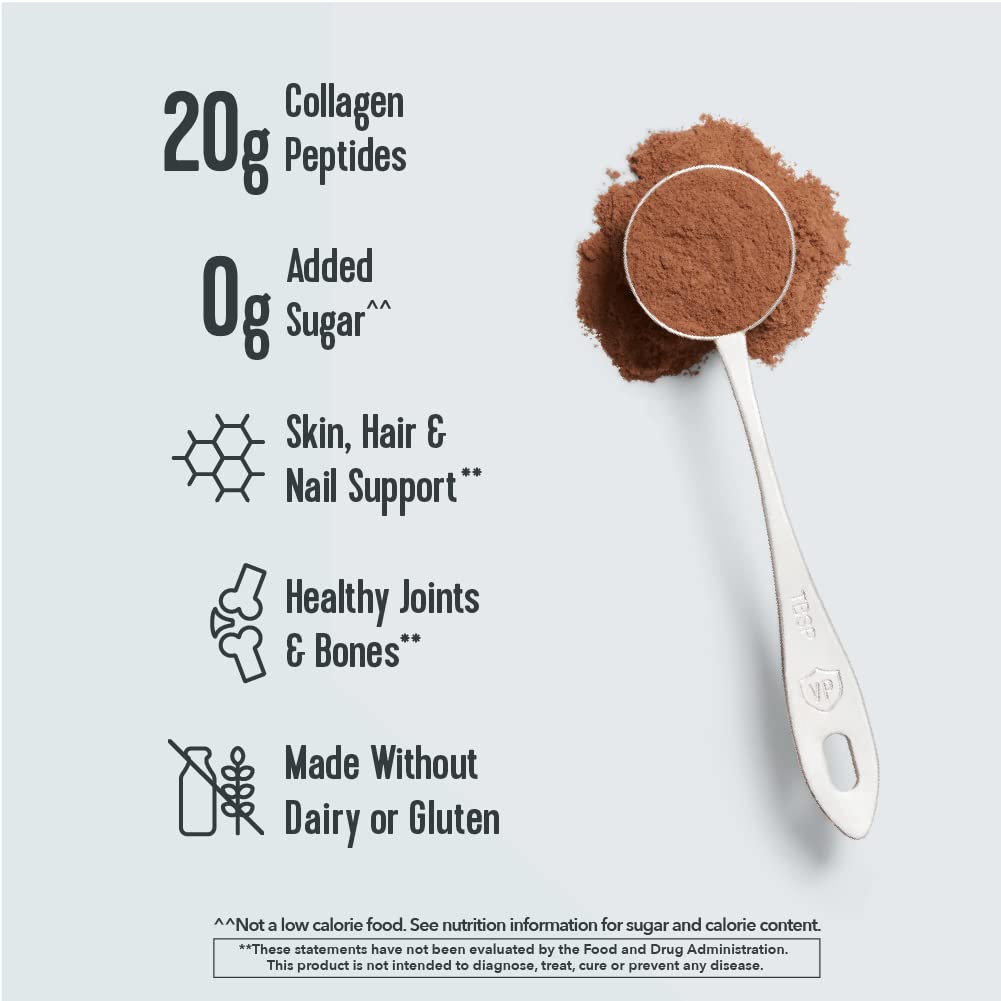 Vital Proteins Chocolate Collagen Powder Supplement (Type I, III) for Skin Hair Nail Joint - Hydrolyzed Collagen - Dairy and Gluten Free - 27g per Serving - Chocolate Flavor, 26.8 oz Canister