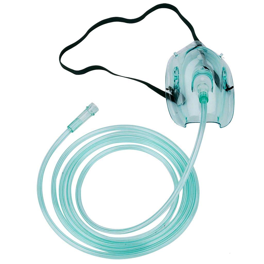 Adult Europe Standard Oxygen Mask with 6.6' Tubing and Adjustable Elastic Strap - 3 Packs - Size L+