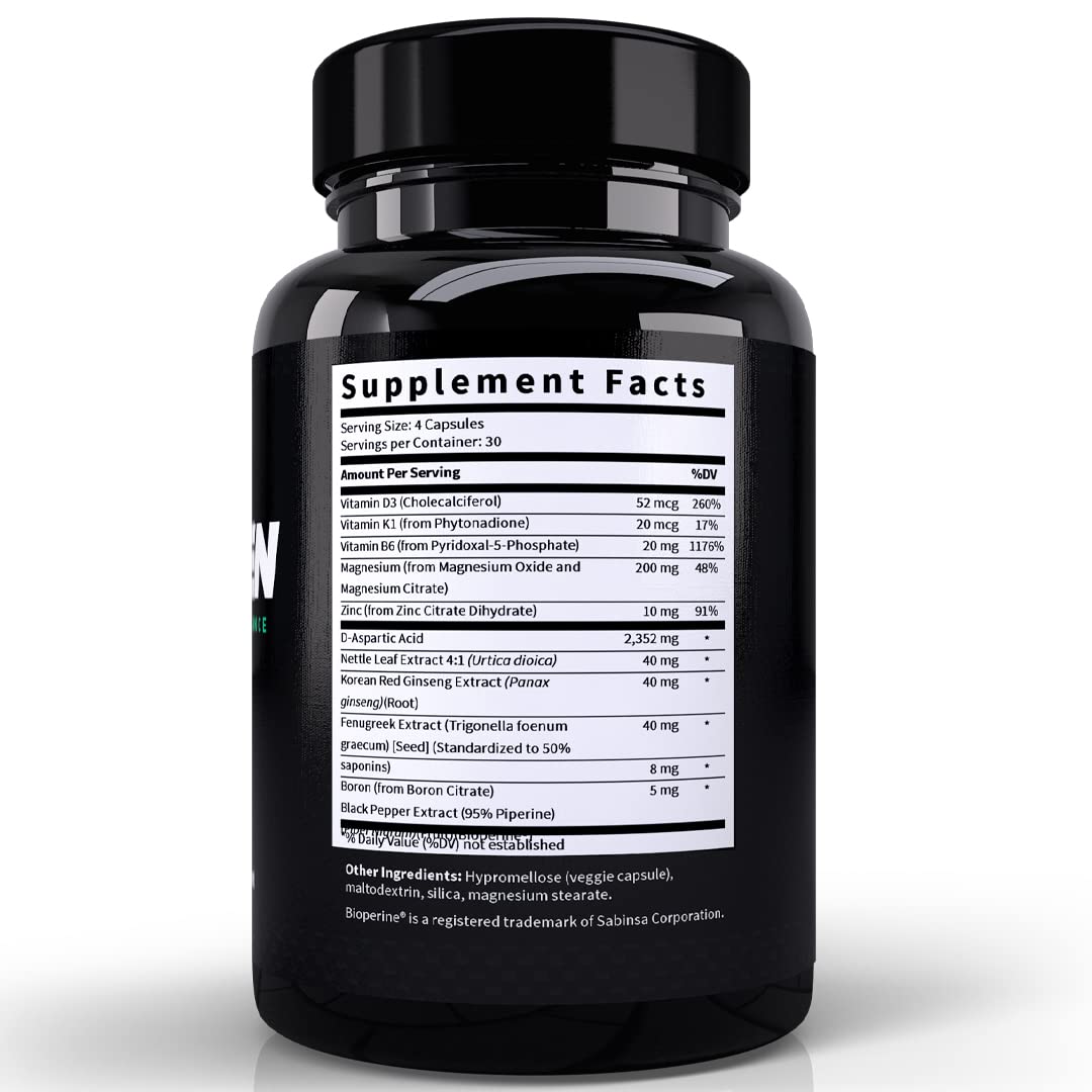 TestoGen Booster for Men - Natural Male Vitality Supplement to Combat Low Energy, Fight Fatigue, Support Weight Control & Increase Muscle Growth - 120 Caps