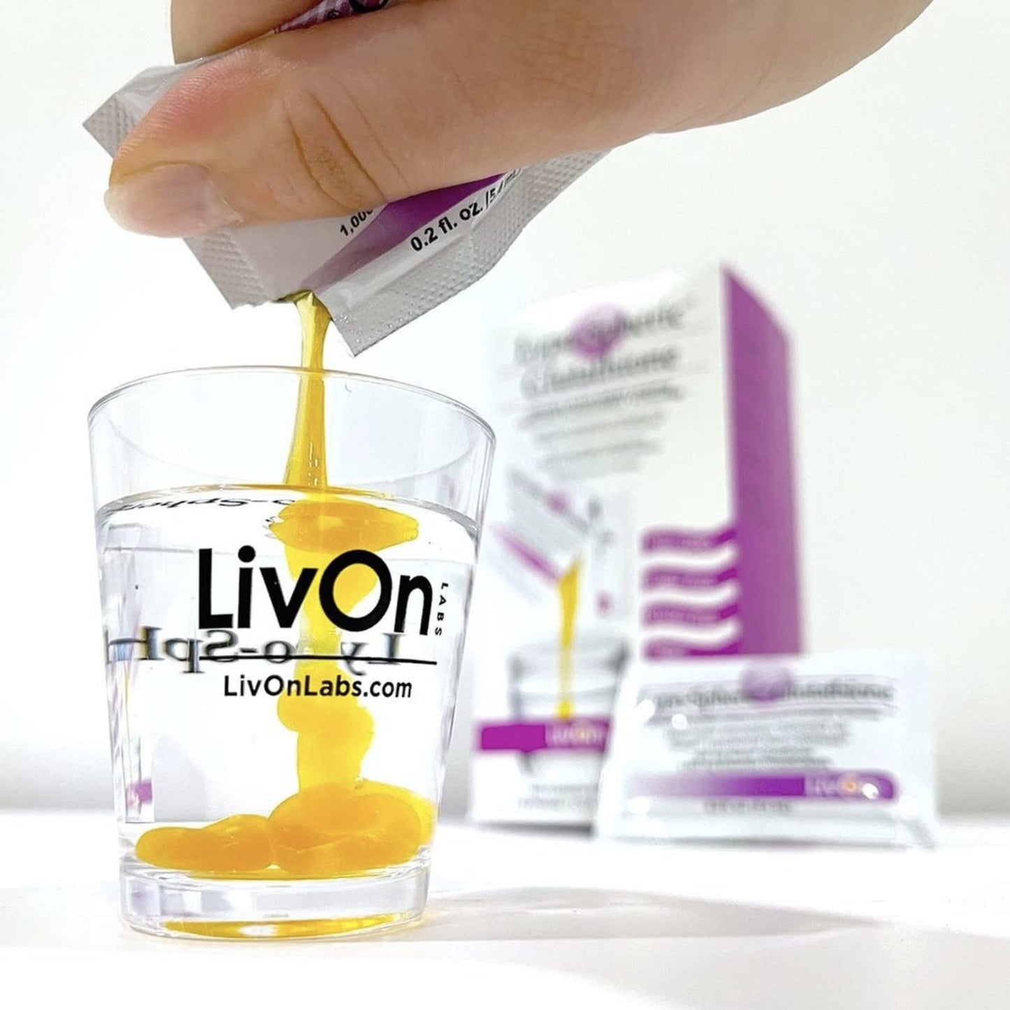 LivOn Laboratories Lypo–Spheric Glutathione - 30 Packets – 450 mg Glutathione Per Packet – Liposome Encapsulated for Improved Absorption – Professionally Formulated, 100% Non–GMO
