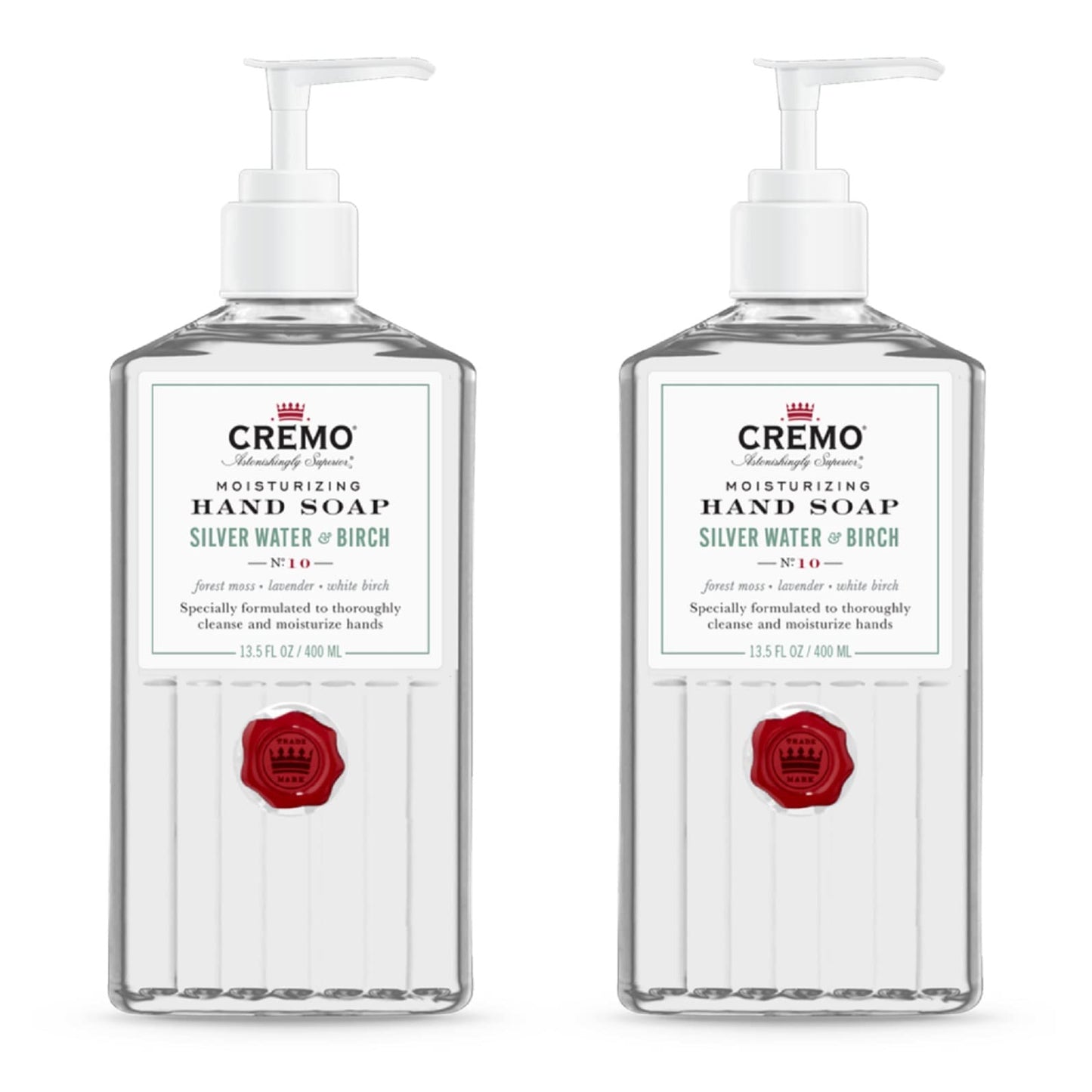 Cremo Silver Water & Birch Hand Soap,Thoroughly Cleanse Dirt & Oil, 13.5 Oz (2-Pack)