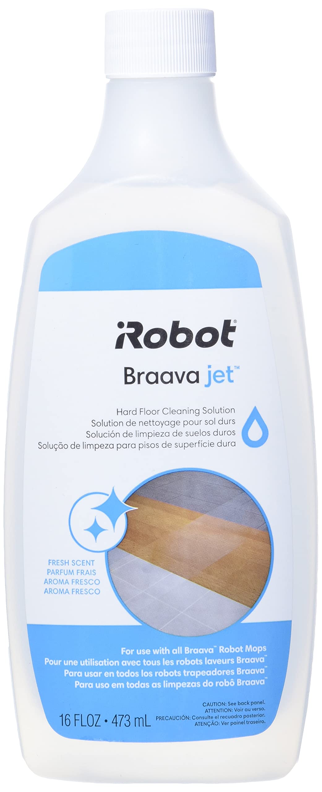 iRobot Authentic Replacement Parts Jet Hard Floor Cleaning Solution, Compatible with All Braava Robot Mop Accessory, Clear