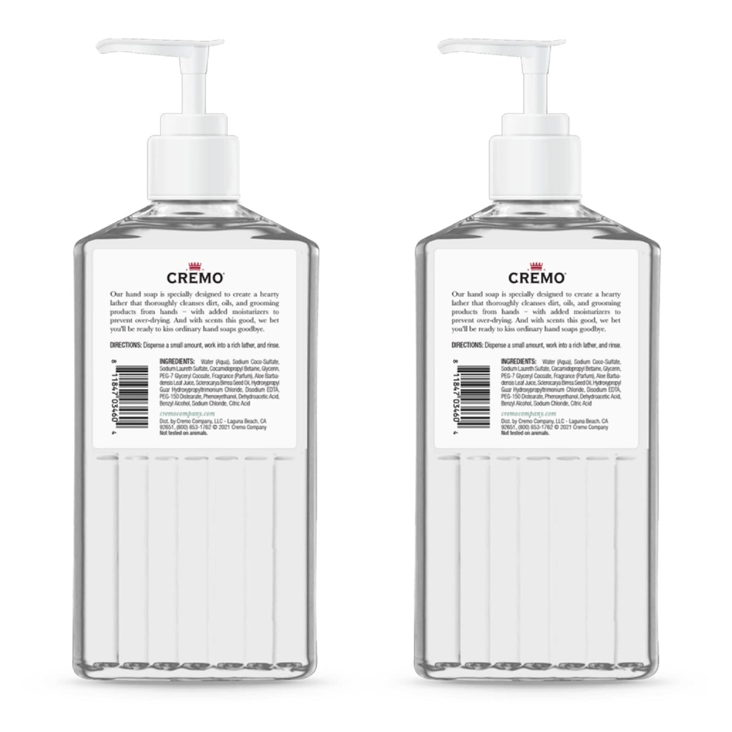 Cremo Silver Water & Birch Hand Soap,Thoroughly Cleanse Dirt & Oil, 13.5 Oz (2-Pack)
