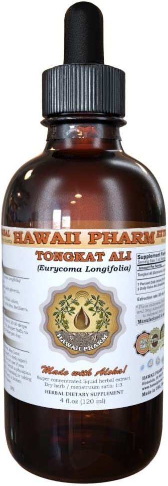 HawaiiPharm Tongkat Ali Liquid Extract, Tongkat Ali (Eurycoma Longifolia ) Root Powder Tincture, Herbal Supplement, Made in USA, 4 fl.oz