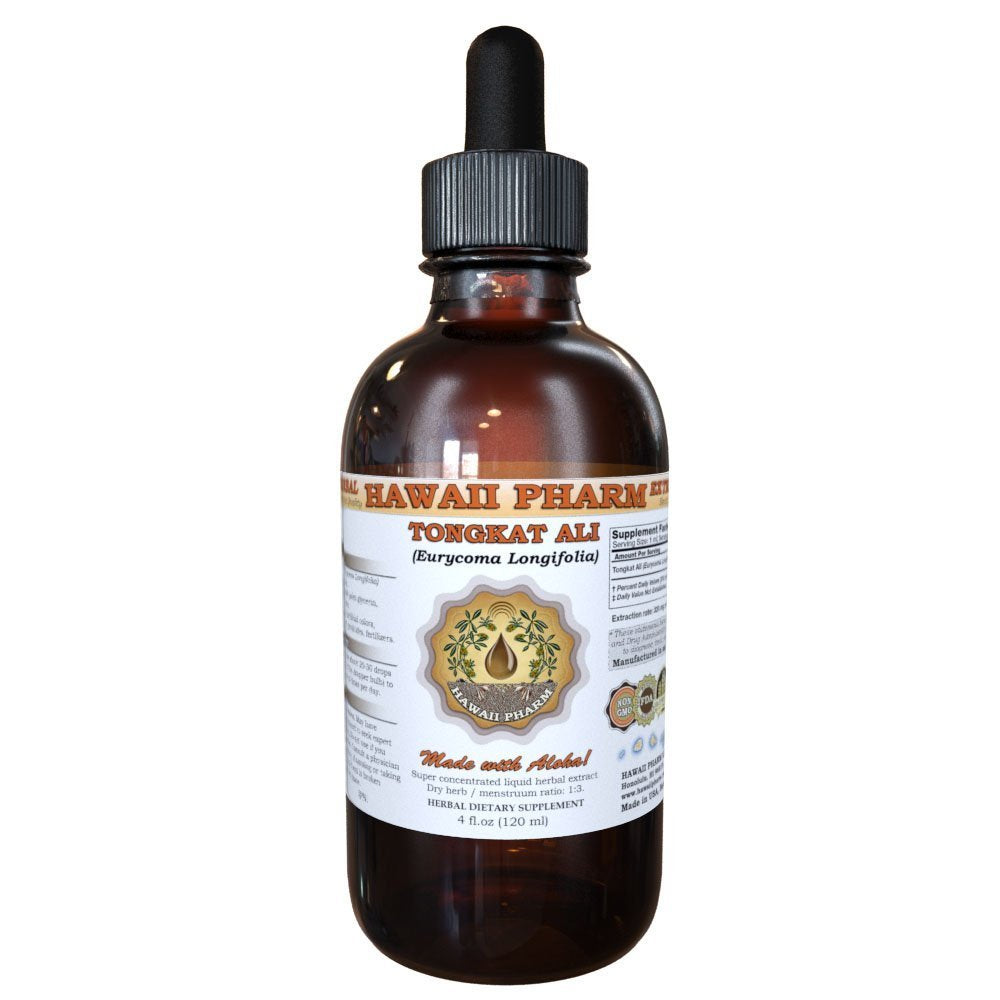 HawaiiPharm Tongkat Ali Liquid Extract, Tongkat Ali (Eurycoma Longifolia ) Root Powder Tincture, Herbal Supplement, Made in USA, 4 fl.oz