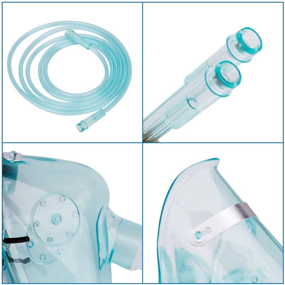 Adult Europe Standard Oxygen Mask with 6.6' Tubing and Adjustable Elastic Strap - 3 Packs - Size L+