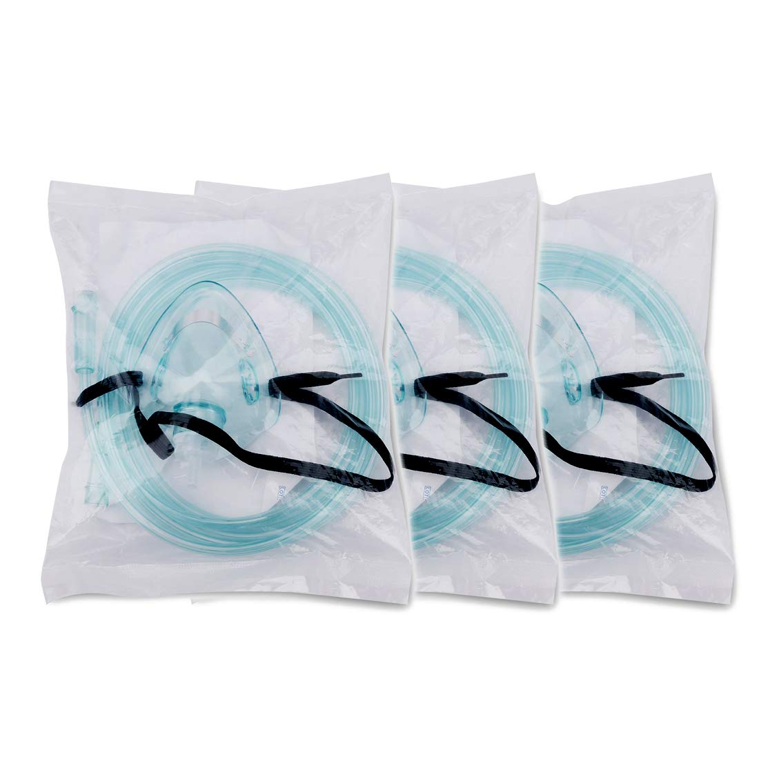 Adult Europe Standard Oxygen Mask with 6.6' Tubing and Adjustable Elastic Strap - 3 Packs - Size L+