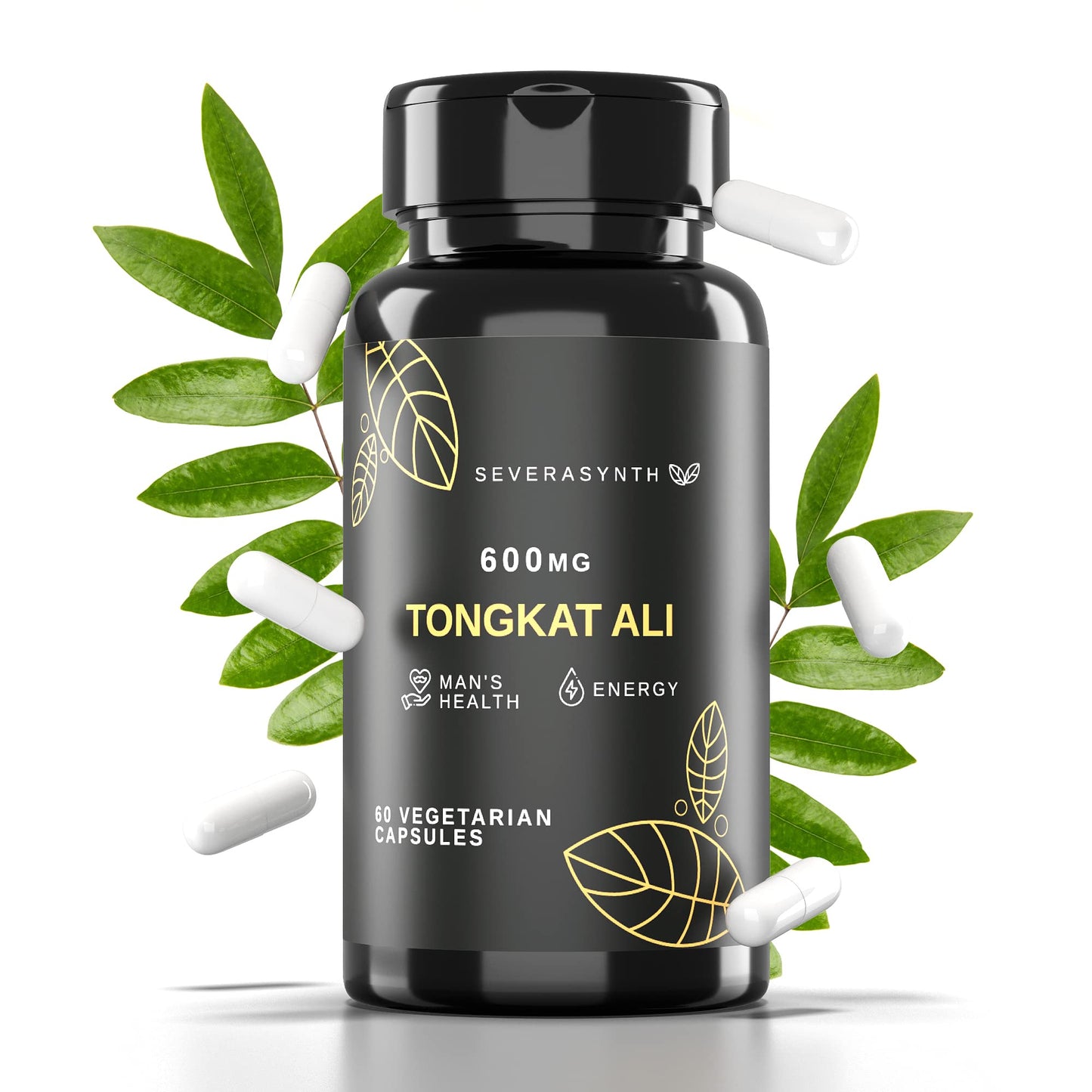 Tongkat Ali Ultra High Strength, Support Natural Energy, Stamina, Athletic Performance, Non-GMO 600mg 60 Capsules