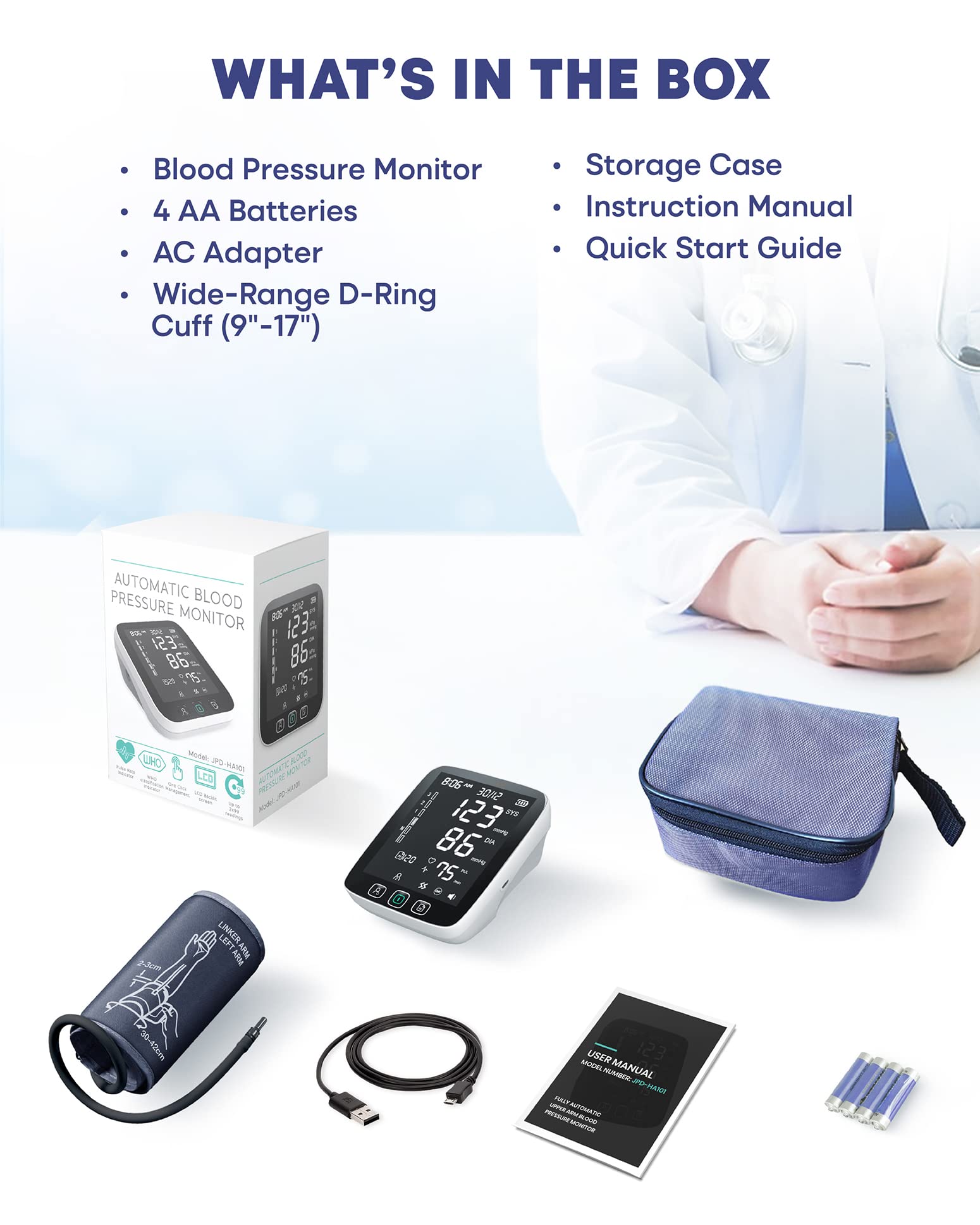 LAZLE Automatic Blood Pressure Monitor Upper Arm Machine, JPD-HA101
