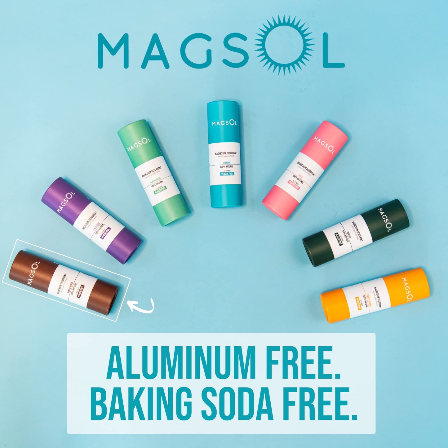 MAGSOL Natural Deodorant for Men & Women - Mens Deodorant with Magnesium - Perfect for Ultra Sensitive Skin, Aluminum Free Deodorant for Women, Baking Soda Free 3.2 oz (Sandalwood)