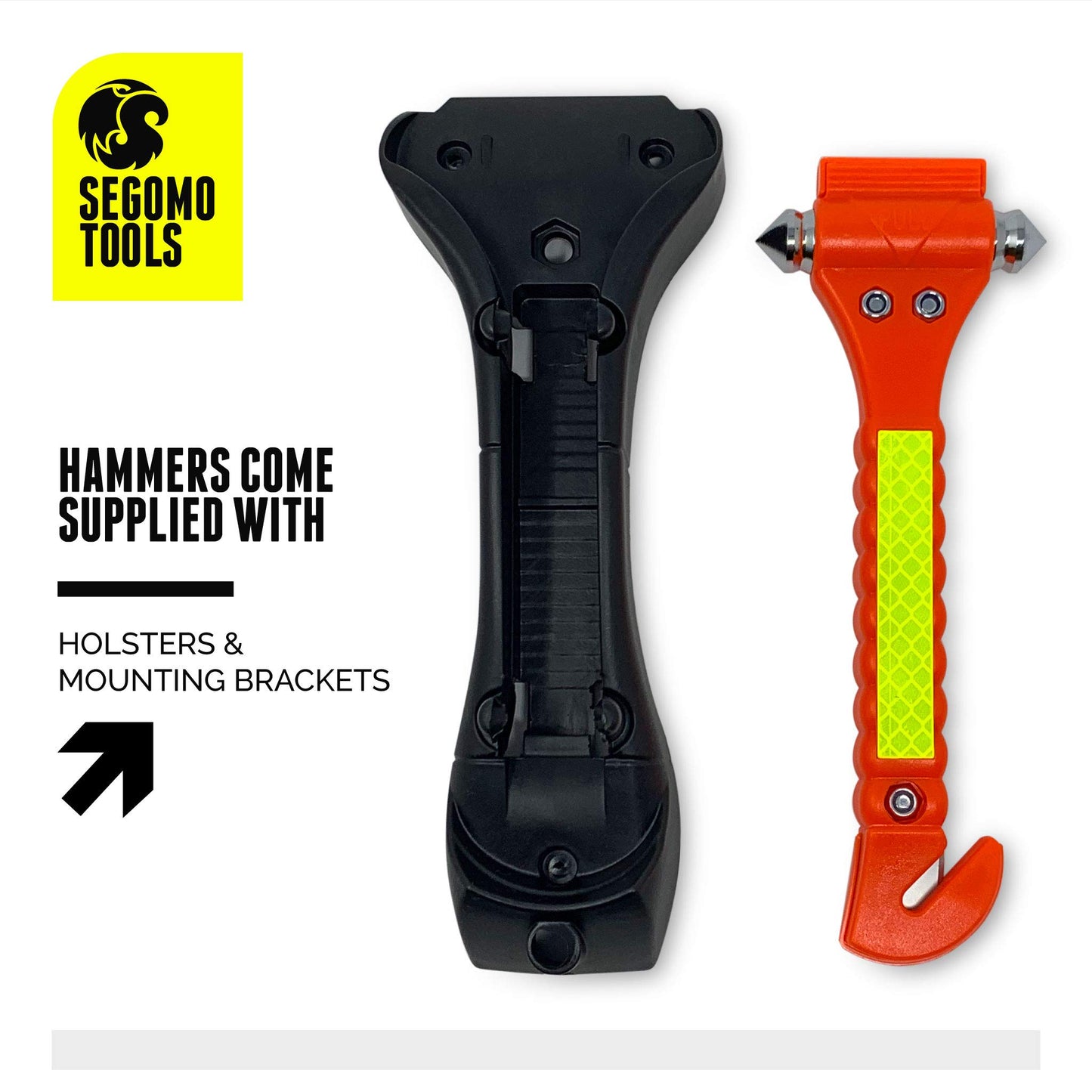 Segomo Tools 2 Packs of Emergency Escape Safety Hammer with Car Window Breaker & Seat Belt Cutter | Car Safety Tool | Seat Belt Cutter and Glass Breaker | Emergency Car Tool - ESHM02