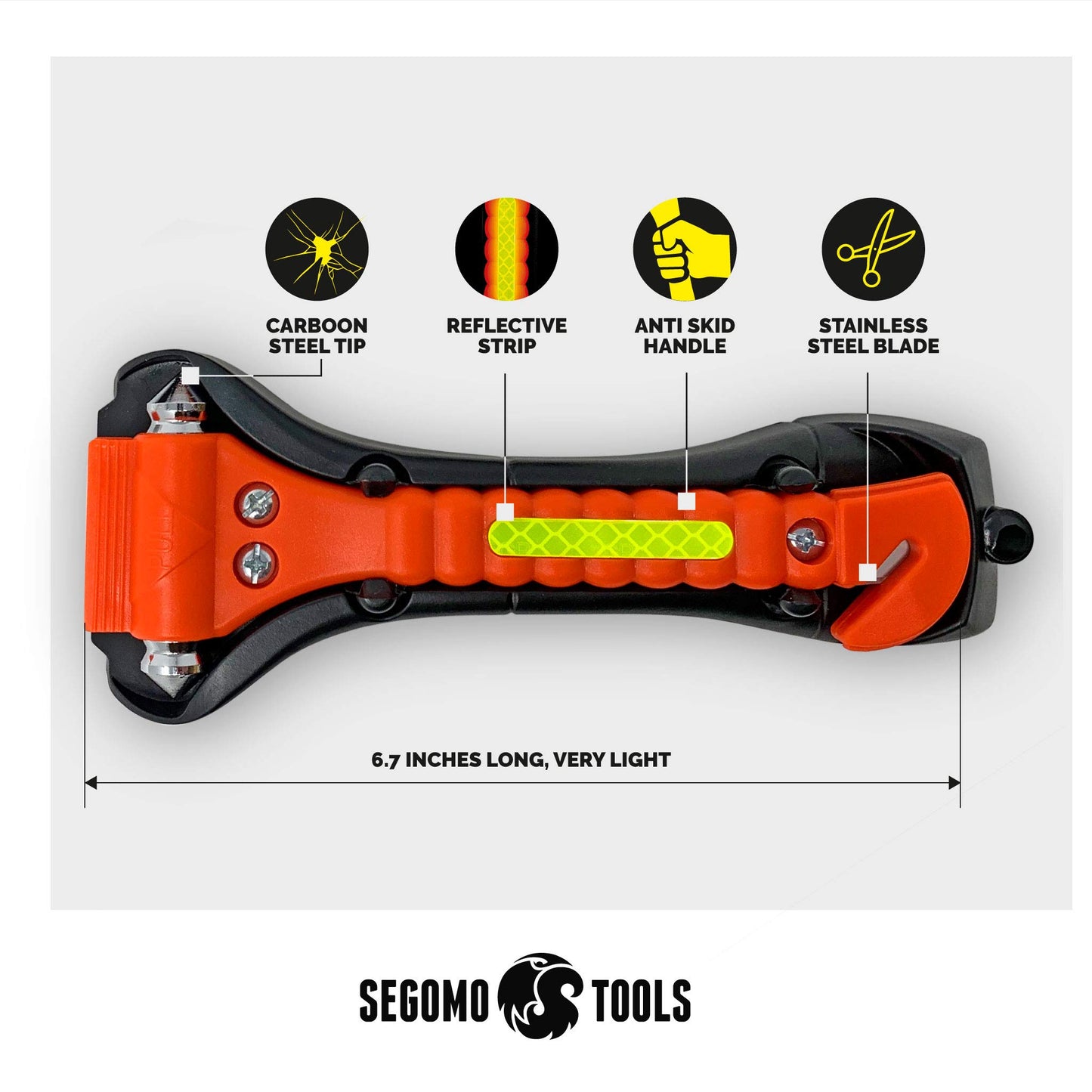 Segomo Tools 2 Packs of Emergency Escape Safety Hammer with Car Window Breaker & Seat Belt Cutter | Car Safety Tool | Seat Belt Cutter and Glass Breaker | Emergency Car Tool - ESHM02