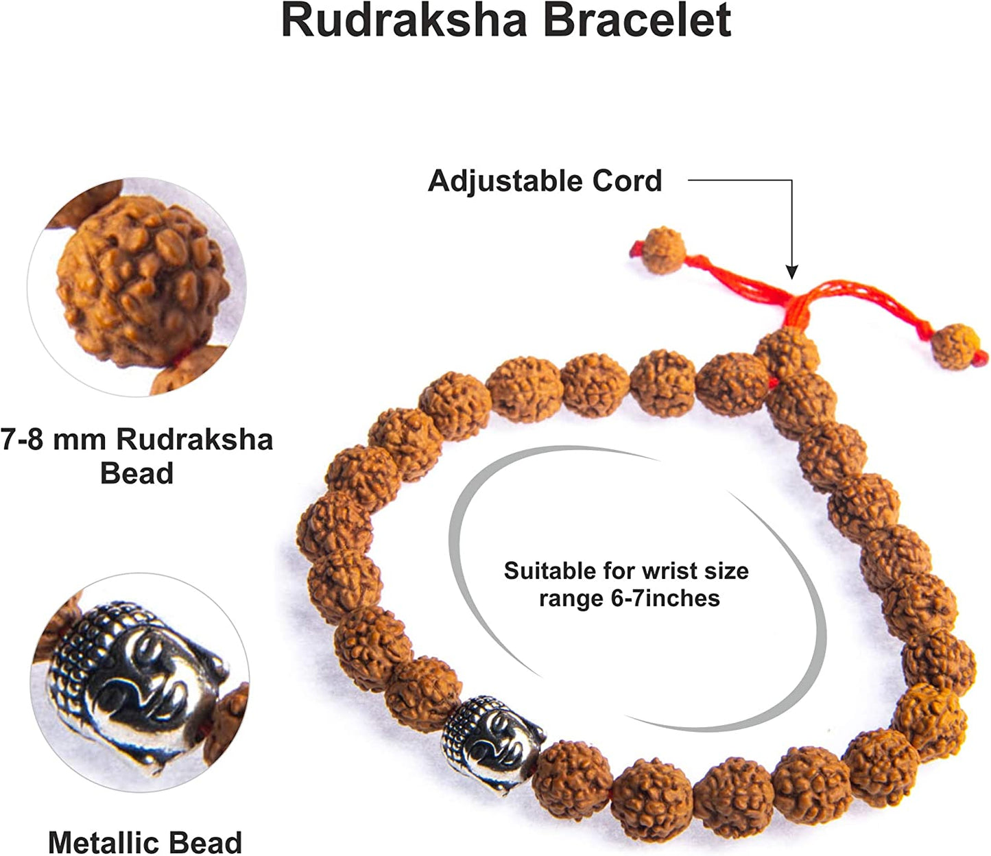 Wonder Care 108 Rudraksha Mala Real-5face Beaded Rudrashka Necklace- Genuine Himalayan Rudraksha Seeds Unisex jewelry with 2 pc Beaded String Bracelet -(8mm approx.)