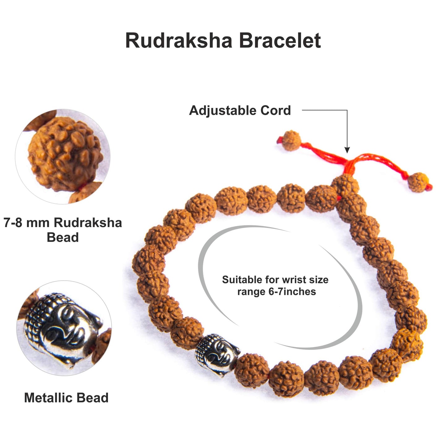 Wonder Care 108 Rudraksha Mala Real-5face Beaded Rudrashka Necklace- Genuine Himalayan Rudraksha Seeds Unisex jewelry with 2 pc Beaded String Bracelet -(8mm approx.)