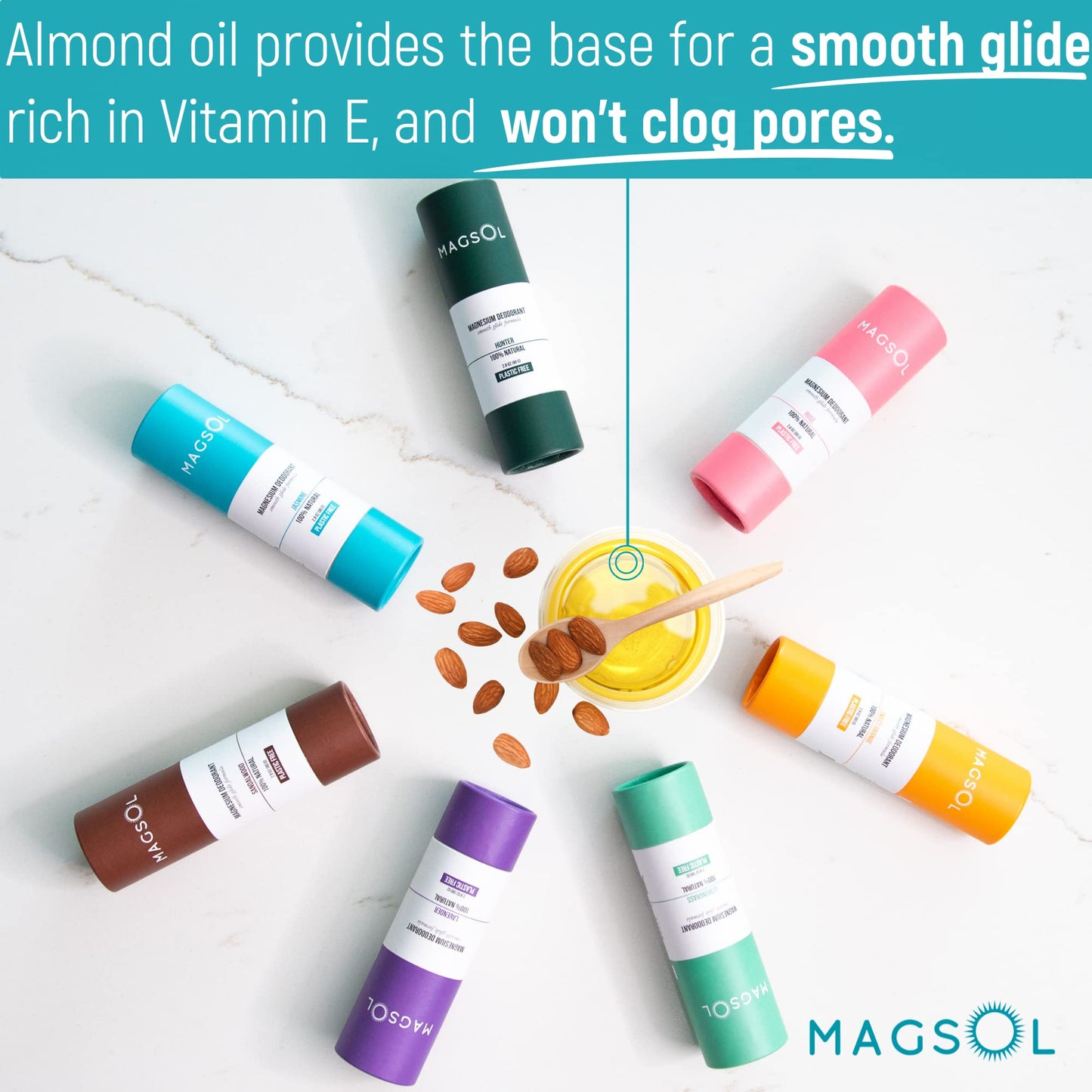 MAGSOL Natural Deodorant for Men & Women - Mens Deodorant with Magnesium - Perfect for Ultra Sensitive Skin, Aluminum Free Deodorant for Women, Baking Soda Free 3.2 oz (Sandalwood)