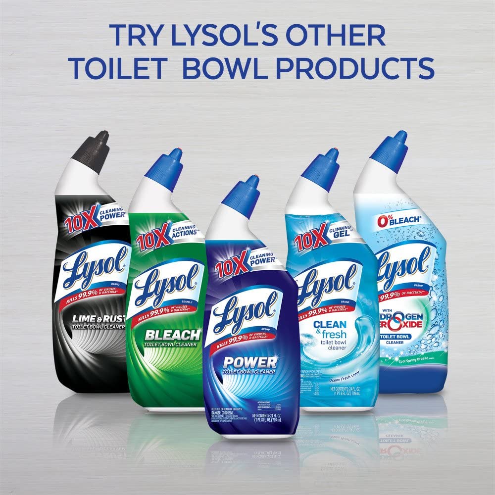 Lysol Toilet Bowl Cleaner Gel, For Cleaning and Disinfecting, Bleach Free, Ocean Fresh Scent, 24oz