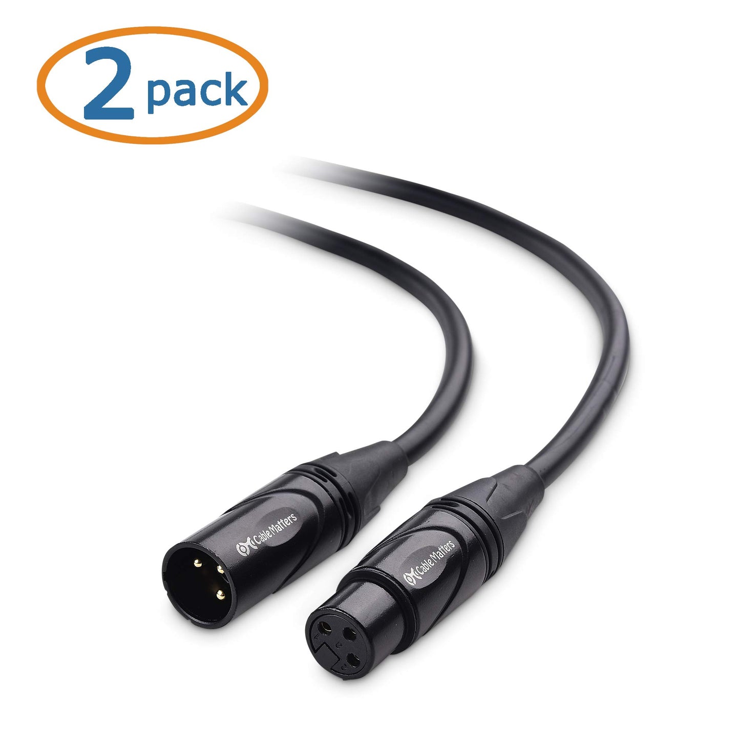 Cable Matters 2-Pack Premium XLR to XLR Microphone Cable 3 Feet, Oxygen-Free Copper (OFC) XLR Male to Female Cord/XLR Cables/Mic Cable