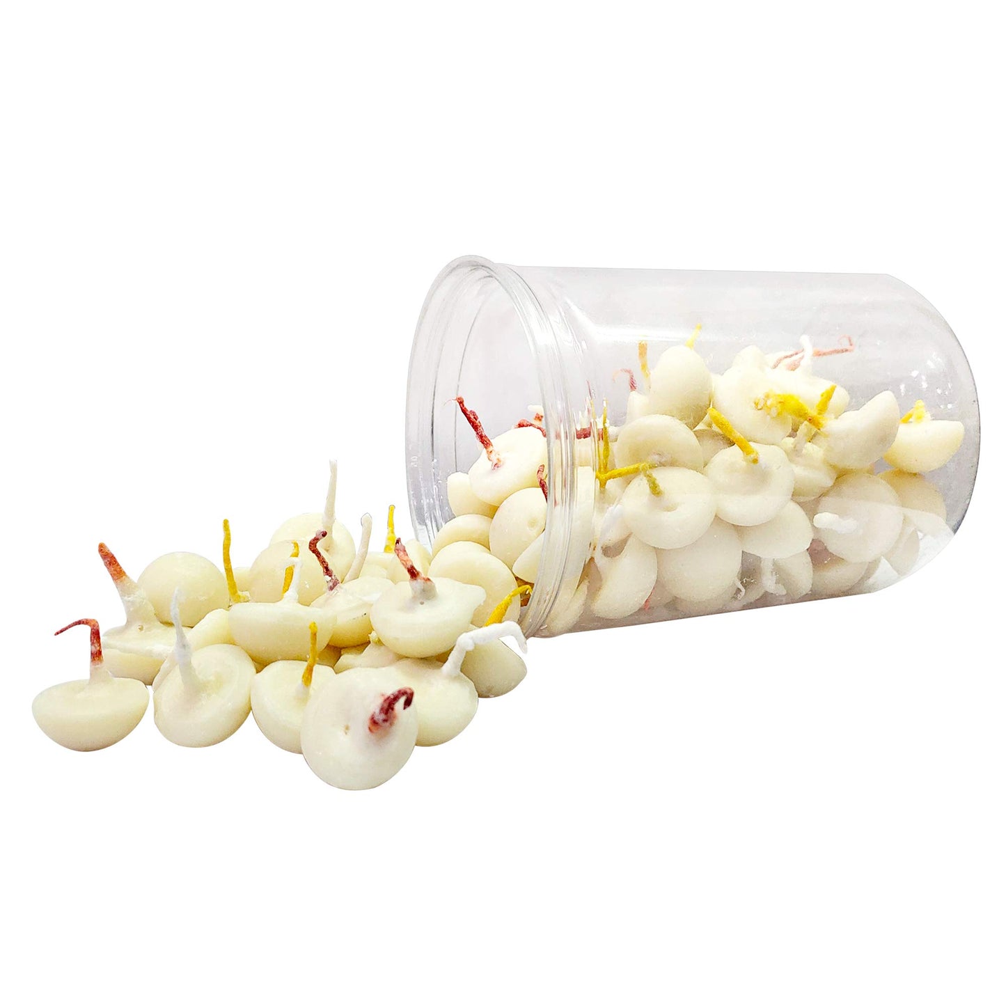 SATVIK 50 Pc Pure Ghee Wicks for Puja (Upto 30 Mins ) Pooja Home and Mandir. Nitya Pujan Readymade Ghee Jyot Jyoti Pujan Indian Housewarming Return Gift Items Accessories. Diwali Cotton Wicks