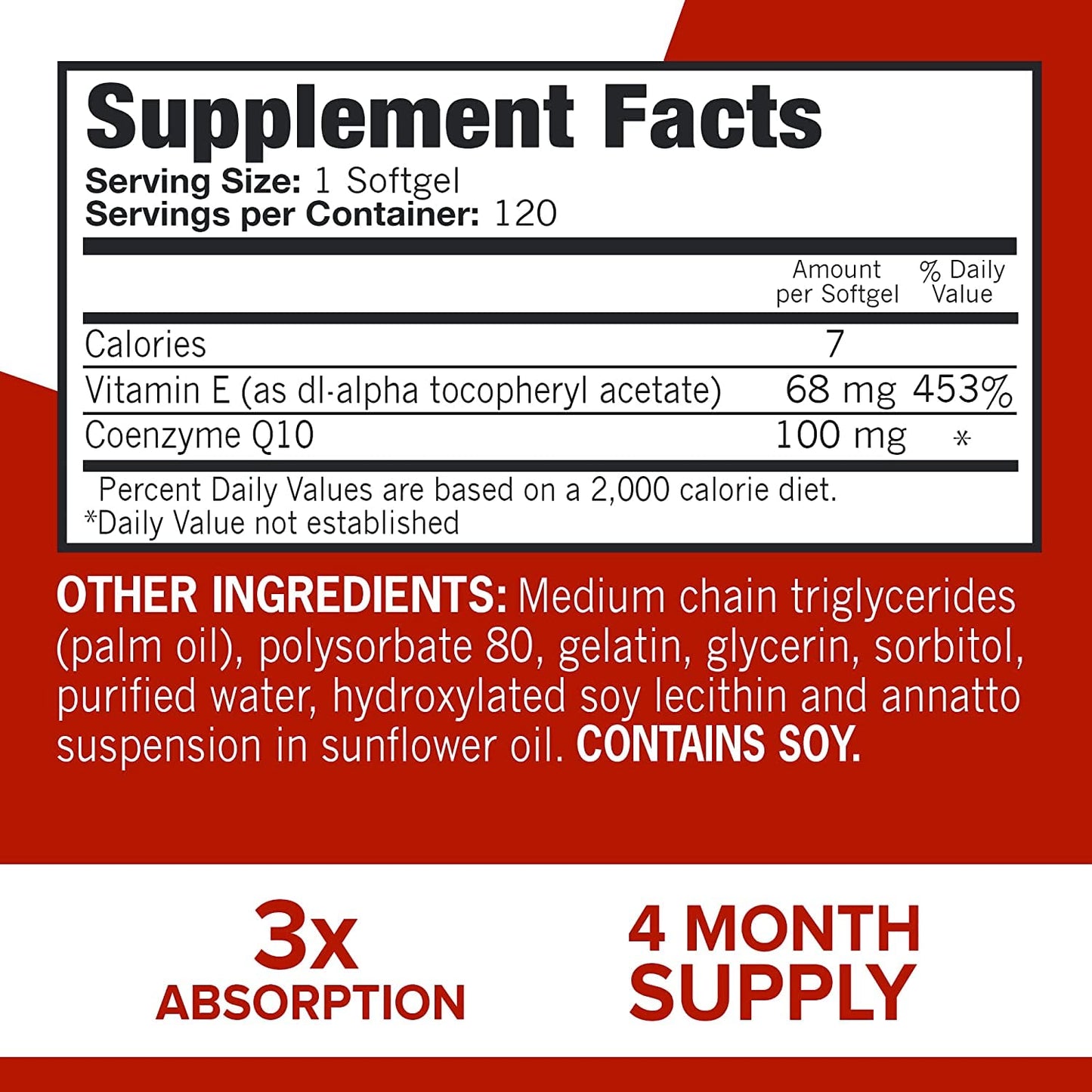 CoQ10 100mg Softgels - Qunol Ultra 3x Better Absorption Coenzyme Q10 Supplements - Antioxidant Supplement For Vascular And Heart Health & Energy Production - 4 Month Supply - 120 Count
