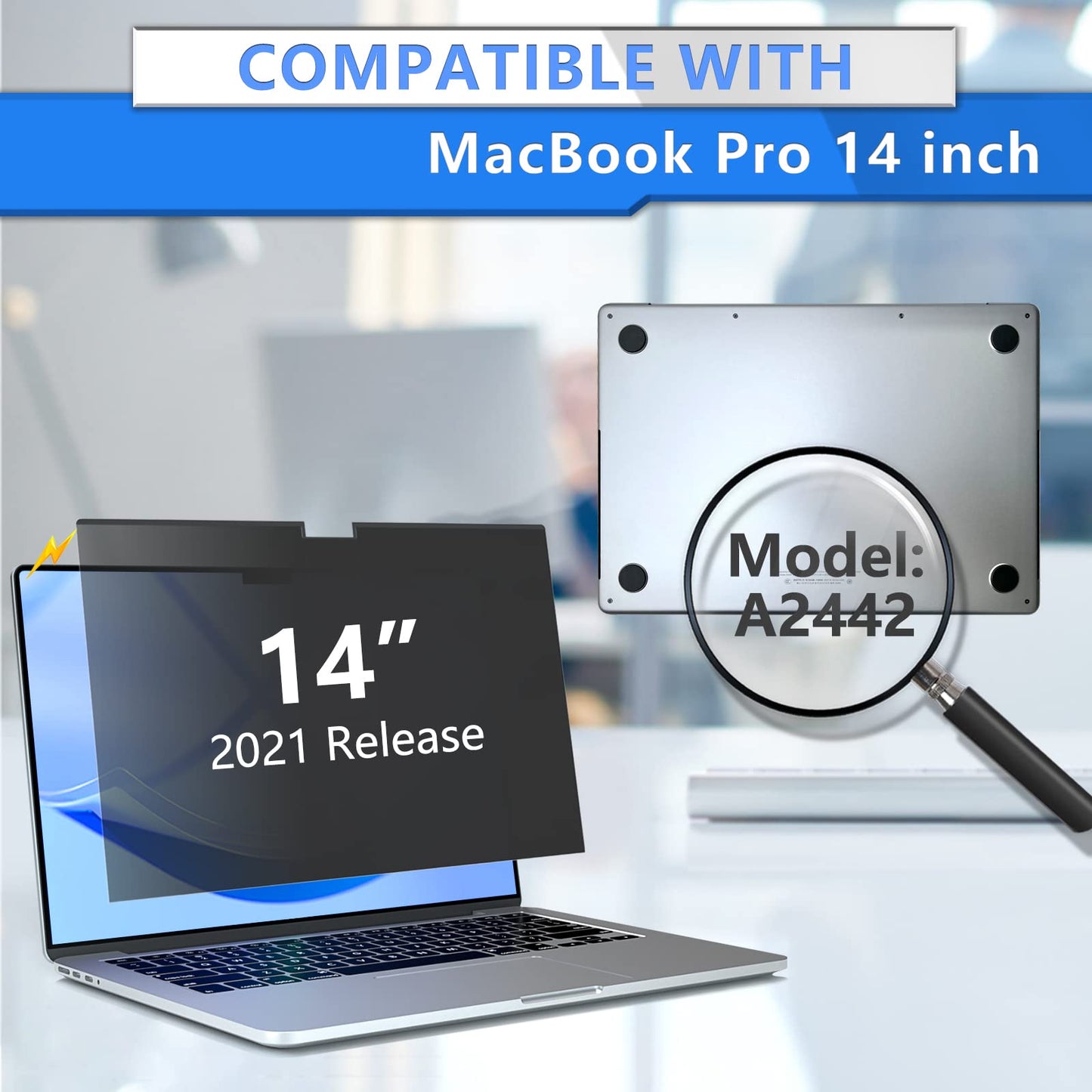 MacBook Pro 14 Privacy Screen, Magnetic Removable Privacy Screen Compatible with Macbook Pro 14 inch 2021~2023 (M1 Pro/M1 Max/M2 Pro / M2 Max A2779/A2442), Anti-Peeping,Anti Blue Light and Anti Glare