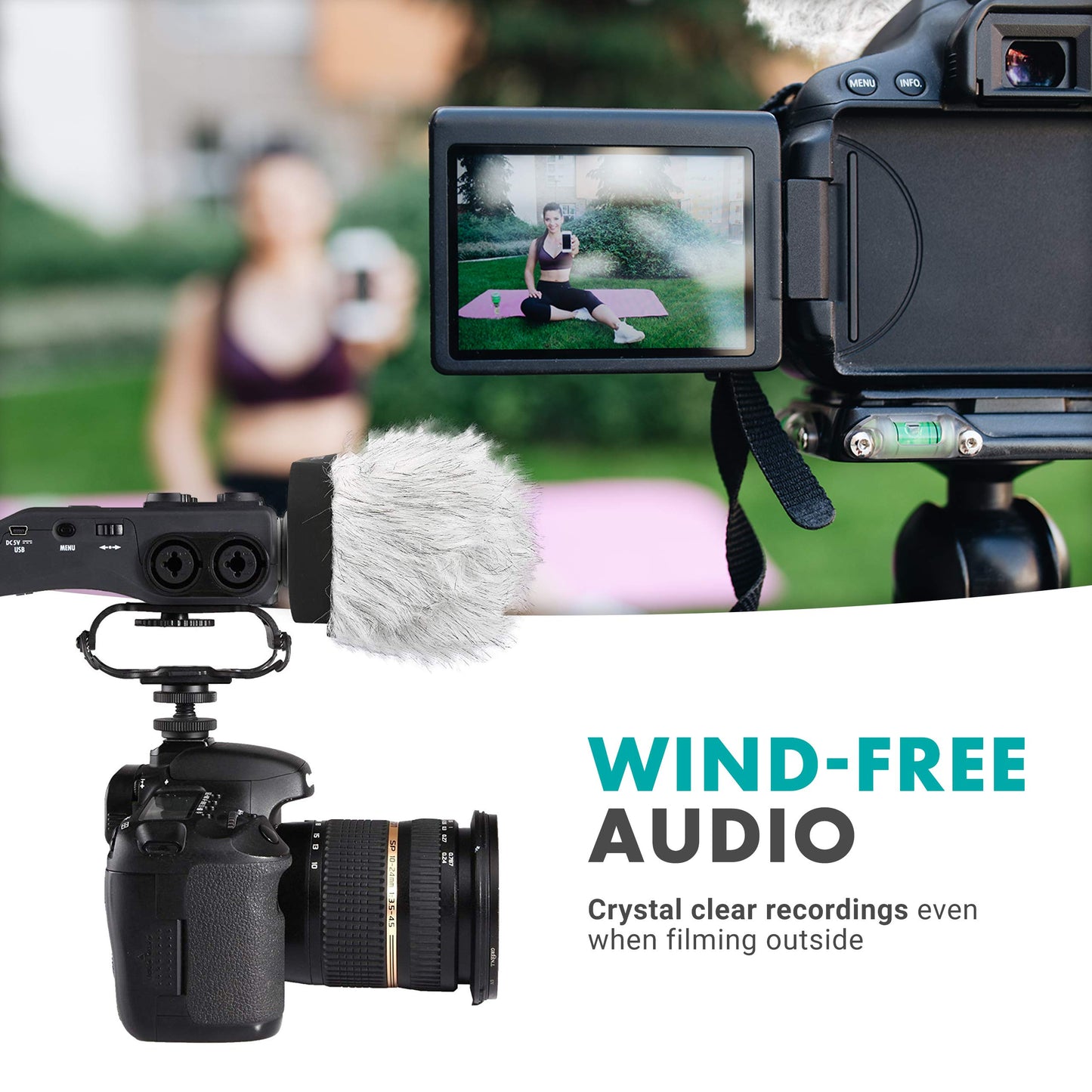 Movo WS-R30 Professional Furry Windscreen with Acoustic Foam Technology for Zoom H4n, H5, H6, Tascam DR-100 MKII and Sony PCM-D50 Portable Digital Recorders