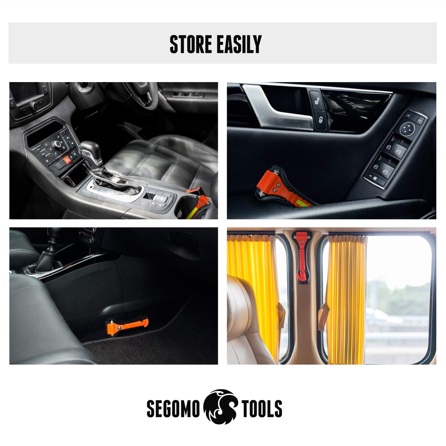 Segomo Tools 2 Packs of Emergency Escape Safety Hammer with Car Window Breaker & Seat Belt Cutter | Car Safety Tool | Seat Belt Cutter and Glass Breaker | Emergency Car Tool - ESHM02