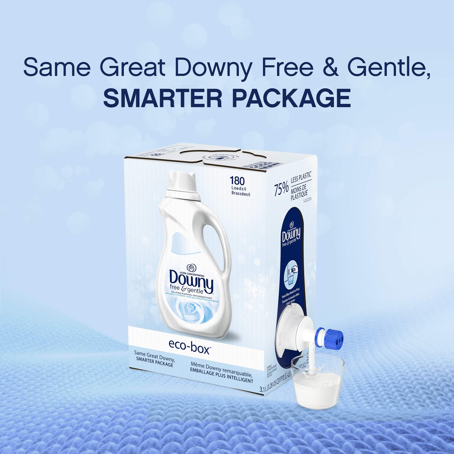 Downy Eco-Box Ultra Concentrated Laundry Fabric Conditioner Liquid, Free & Gentle, 180 Loads, 105 Fl Oz