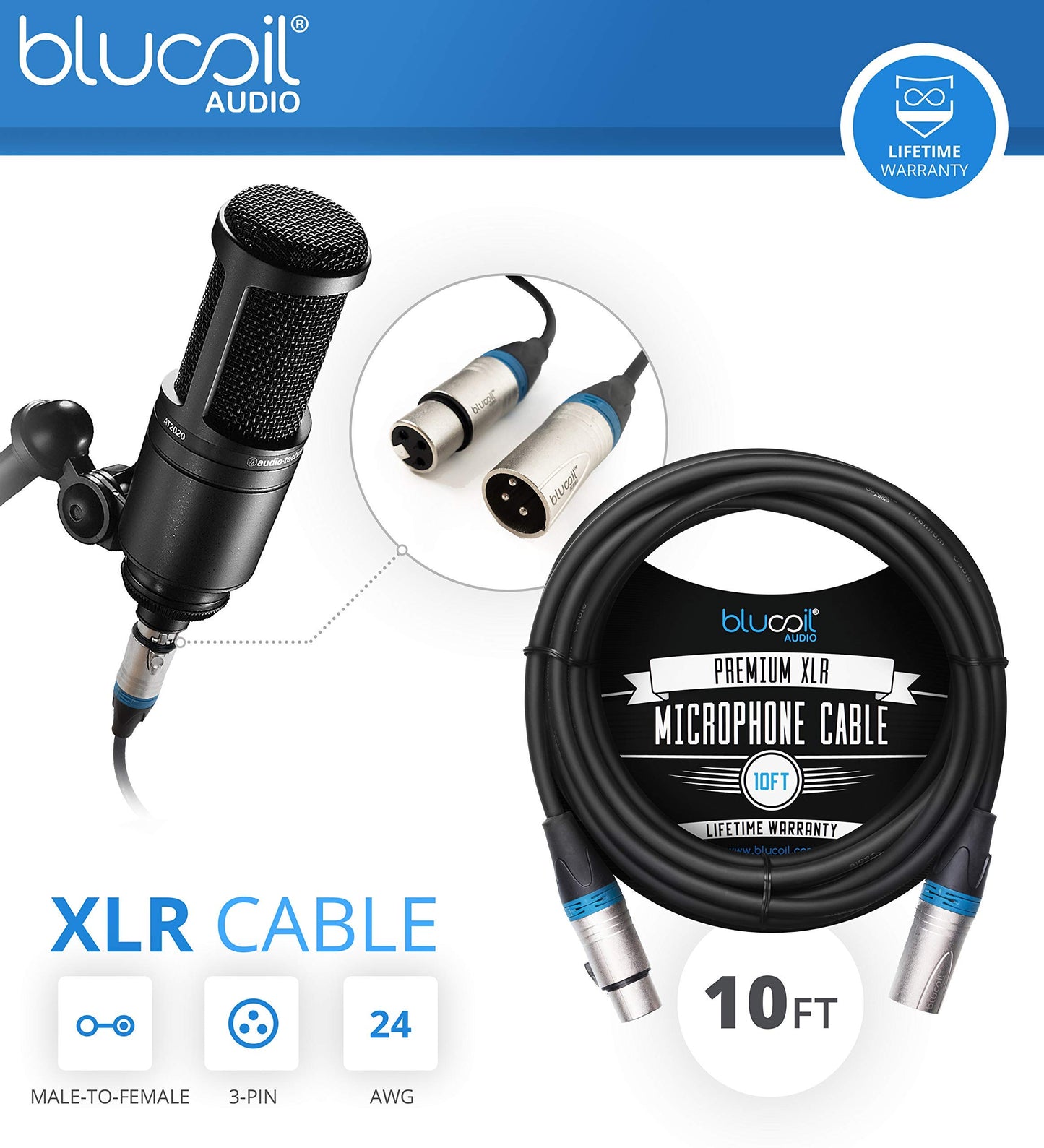 sE Electronics DM1 Dynamite Active in-Line Preamp for Dynamic and Passive Ribbon Microphones Bundle with Blucoil 2-Pack of 10-FT Balanced XLR Cables, and 5-Pack of Reusable Velcro Cable Ties