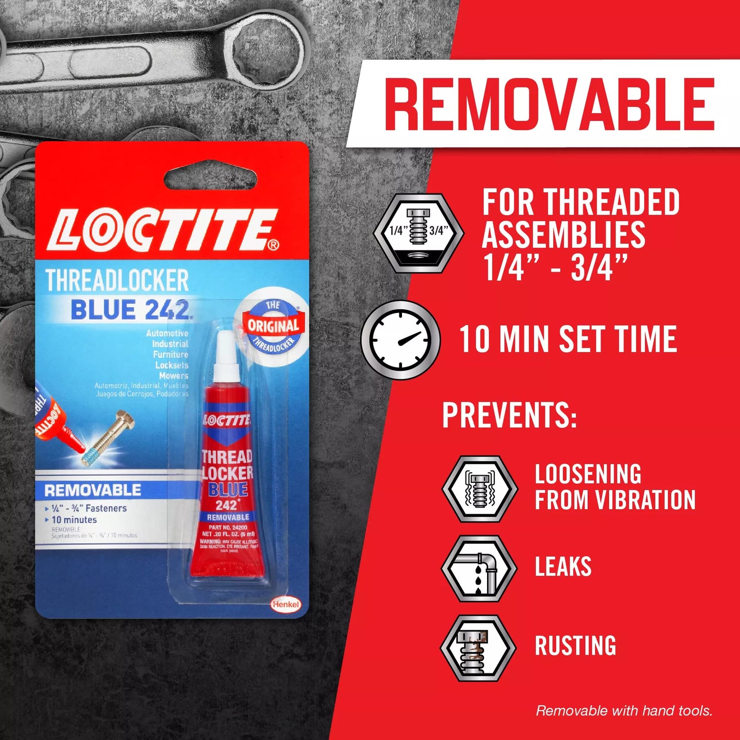 Loctite Threadlocker Blue 242 Nut/Bolt Locker