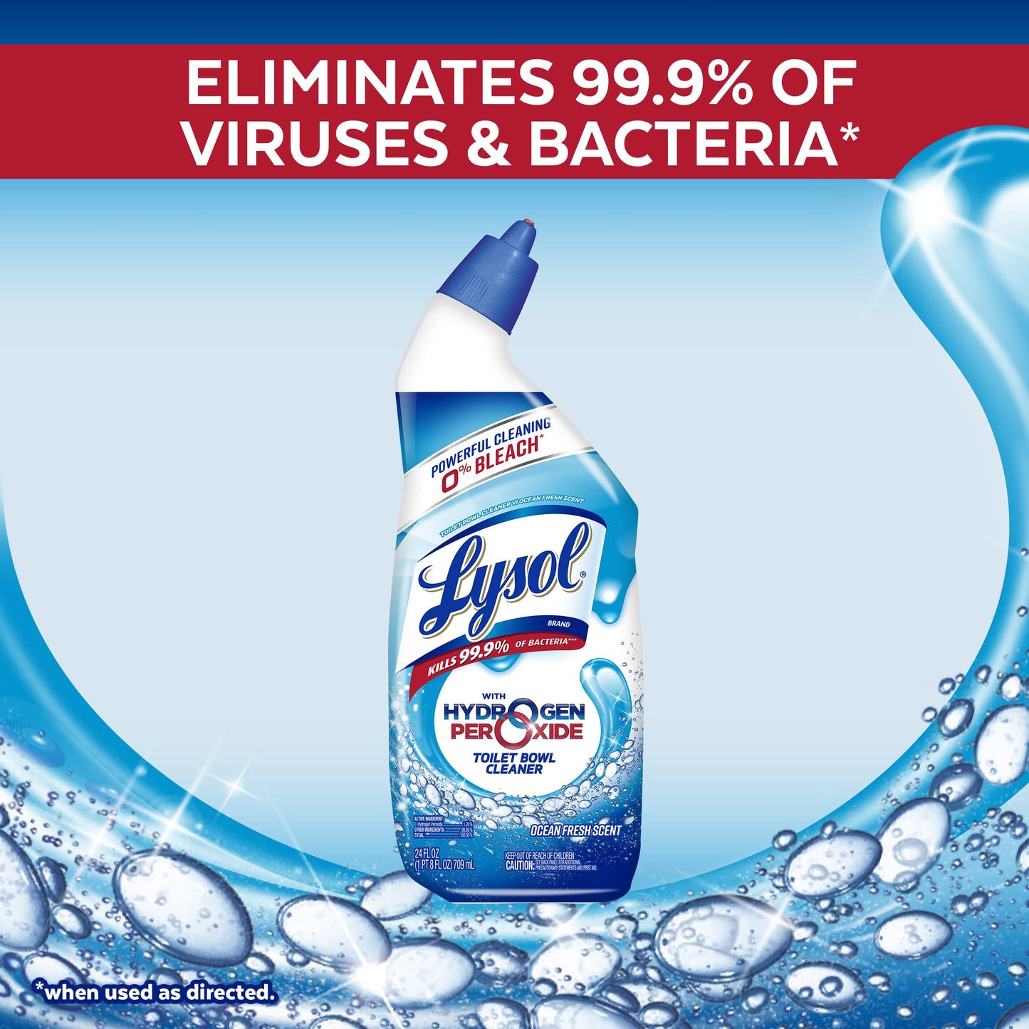 Lysol Toilet Bowl Cleaner Gel, For Cleaning and Disinfecting, Bleach Free, Ocean Fresh Scent, 24oz