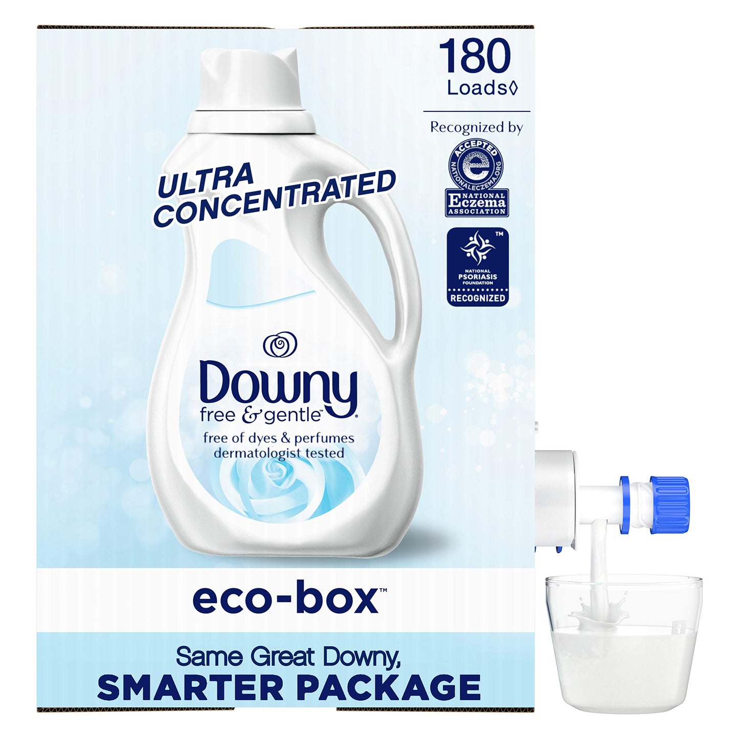Downy Eco-Box Ultra Concentrated Laundry Fabric Conditioner Liquid, Free & Gentle, 180 Loads, 105 Fl Oz