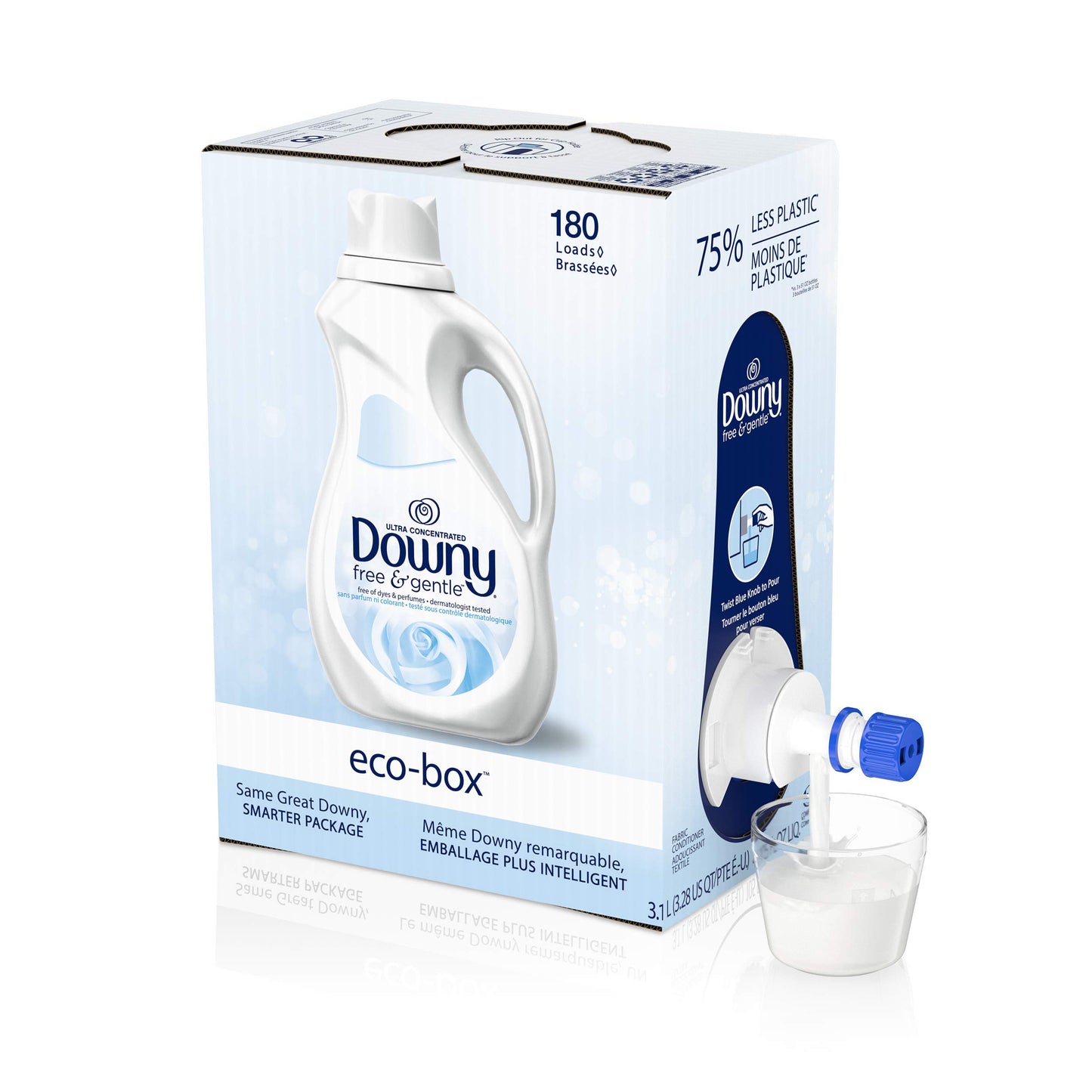 Downy Eco-Box Ultra Concentrated Laundry Fabric Conditioner Liquid, Free & Gentle, 180 Loads, 105 Fl Oz