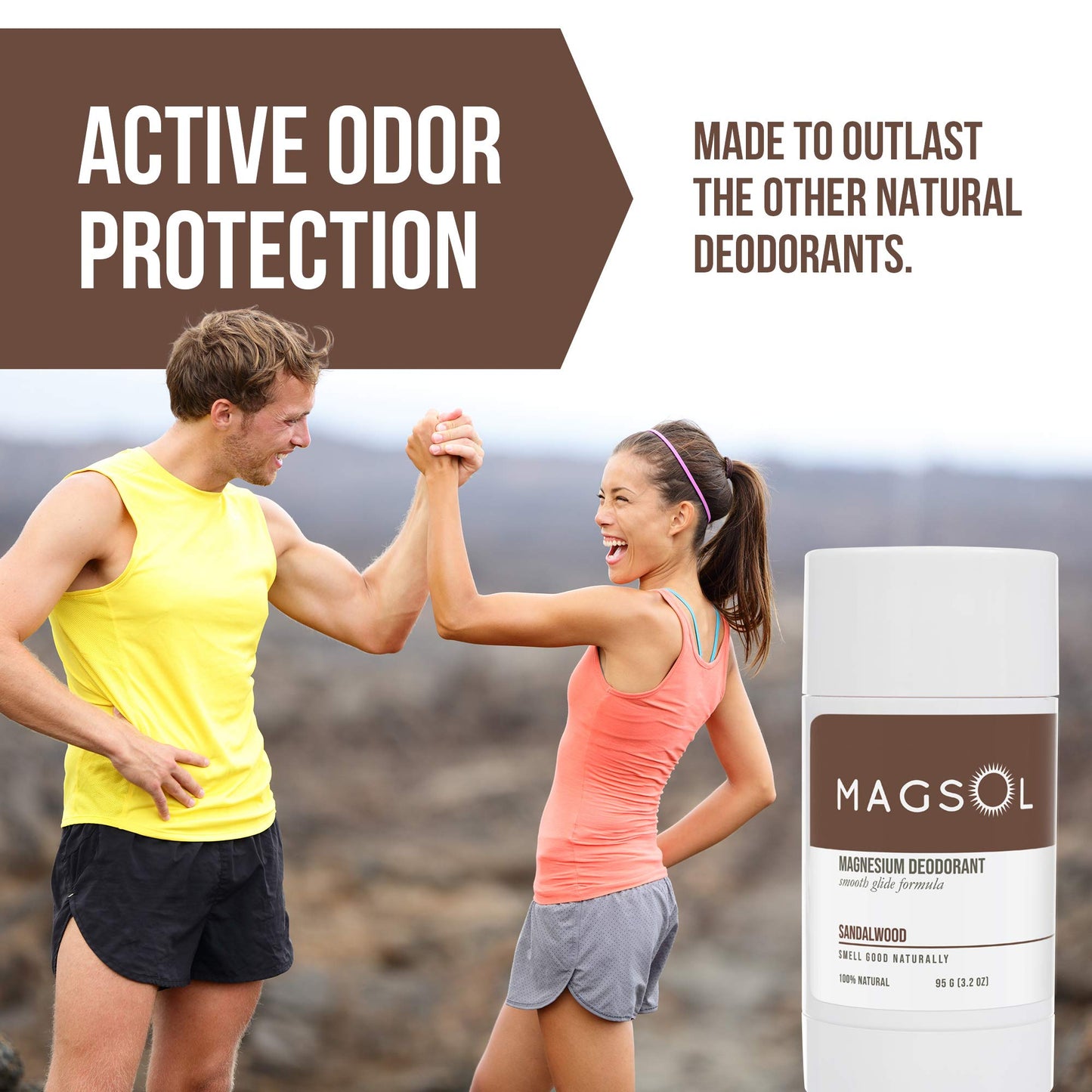 MAGSOL Natural Deodorant for Men & Women - Mens Deodorant with Magnesium - Perfect for Ultra Sensitive Skin, Aluminum Free Deodorant for Women, Baking Soda Free 3.2 oz (Sandalwood)