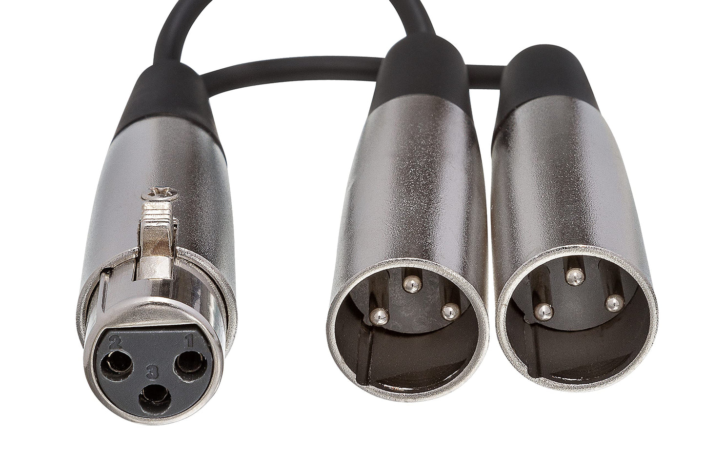 Hosa YXM-121 XLR3F to Dual XLR3M Y Cable, 6 Inch