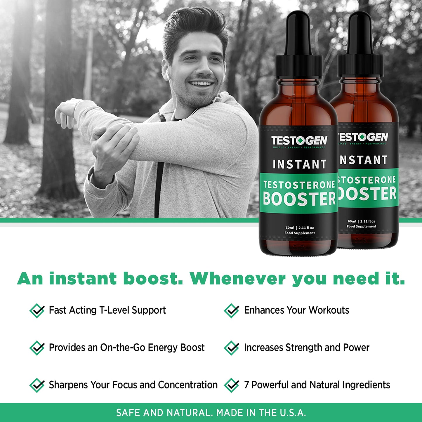 Testogen: Men’s T-Level Support Liquid Drops - Supplement with Vitamin D, Zinc, and L-Arginine - 60 ml - Fast-Release Formula - Supports Mood, Energy, and Lean Muscles - Herbal and All-Natural